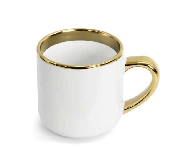 Caneca Imperial Cer�mica Branca para Sublima��o Borda e Al�a Dourada - 400ml