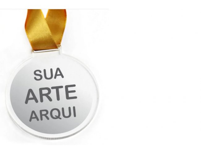 Medalha em acr�lico com fita / cord�o personalizado