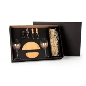 Kit queijo e vinho com espaço para garrafa 7 peças personalizado