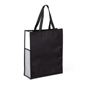 Sacola de mão em nylon 600 preta e branca personalizada