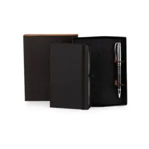 Kit caderneta bolso 10x16cm com caneta personalizado - preta