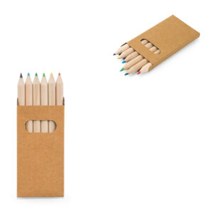 Kit 6 mini lápis de cor em caixa kraft reciclado personalizado