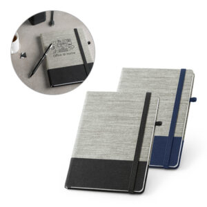Caderno A5 em palha e algodão personalizado
