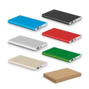 Bateria portátil slim em alumínio reciclado 4000mAh personalizada