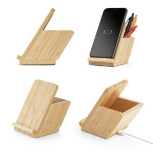 Carregador por indução em bambu personalizado