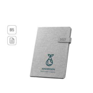 Agenda B5 em rPET reciclado com fecho magnético personalizada