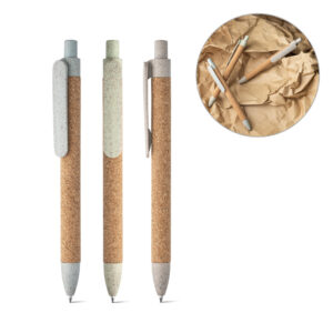 Caneta em cortiça e fibra de trigo personalizada