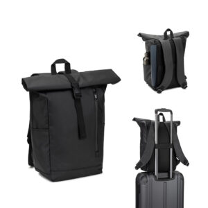 Mochila roll top em poliéster reciclado personalizada