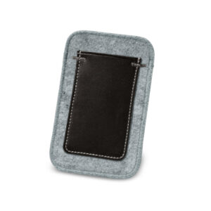 Bolsa para celular em feltro e couro sintético personalizada
