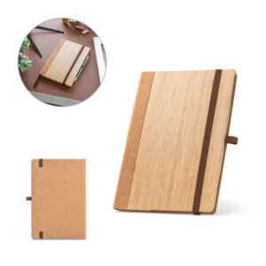 Caderno A5 em bambu e cortiça personalizado