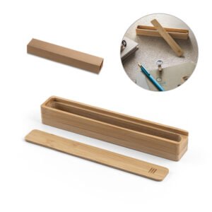 Estojo em bambu para caneta personalizado