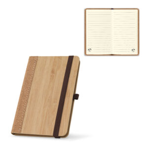 Caderno de bolso em bambu e cortiça personalizado
