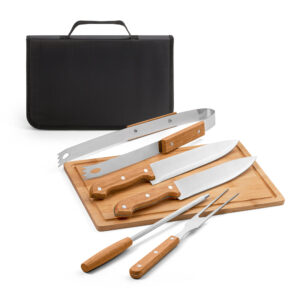 Kit churrasco com tábua em bambu personalizado