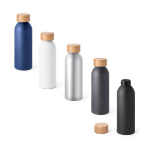Squeeze em alumínio acabamento mate com bambu 550ml personalizado
