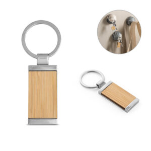 Chaveiro retangular em bambu personalizado