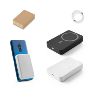 Bateria portátil magnética por indução 10000mAh em ABS reciclado personalizada