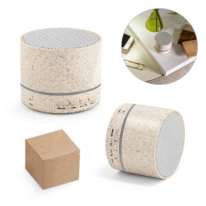 Caixa de som em material reciclado personalizada