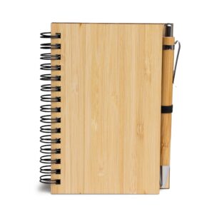 Caderneta A6 ecológica de bambu com caneta personalizada