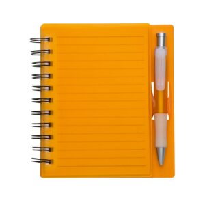 Caderno 16x15cm plástico com caneta personalizado