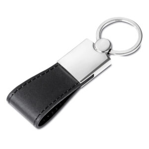 Chaveiro em metal com alça de couro sintético personalizado