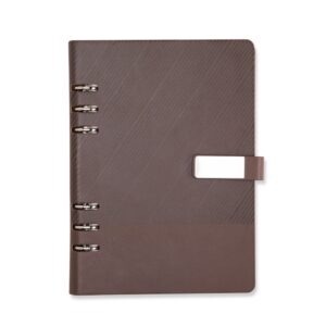 Caderno grande 23x18cm fichário em couro sintético personalizado