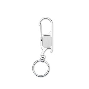 Chaveiro em metal com mosquetão e abridor personalizado