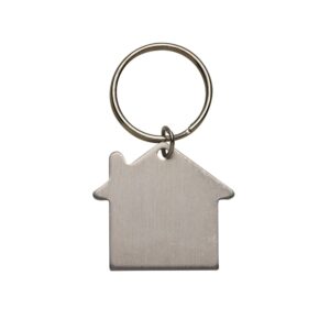 Chaveiro plaquinha em metal formato casa personalizado