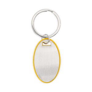 Chaveiro oval em plástico e metal personalizado
