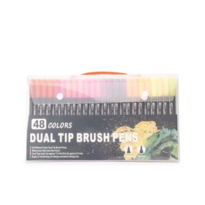 Kit canetinhas ponta dupla 48 cores personalizado