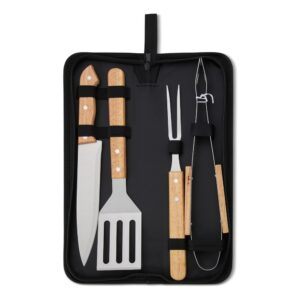 Kit churrasco 4 peças em estojo de nylon personalizado
