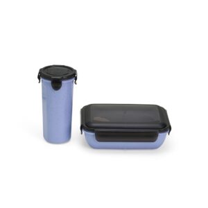 Kit copo salada 500ml e marmita 1l em fibra de bambu personalizado