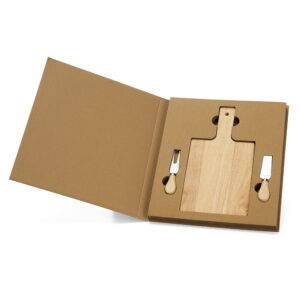 Kit queijo 3 peças com tábua de bambu personalizado