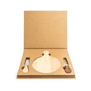 Kit queijo 3 peças com tábua redonda personalizado