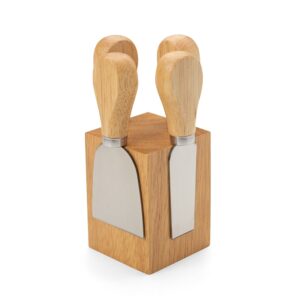 Kit queijo 4 peças com suporte magnético em bambu personalizado