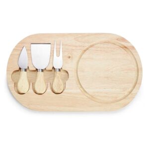 Kit queijo 4 peças com tábua de bambu personalizado