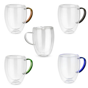 Caneca de vidro borosilicato parede dupla 350ml personalizada