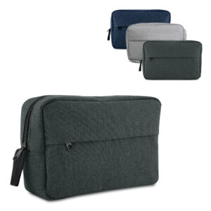 Necessaire em poliéster 300D com compartimento frontal personalizada