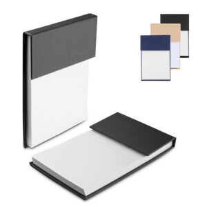Mini caderno 16x10cm com capa dura e sticky notes personalizado