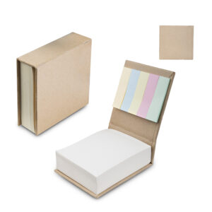 Mini caderno 8x8cm em kraft com sticky notes personalizado