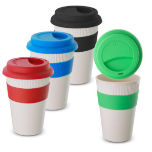 Copo fibra de bambu 450ml com tampa personalizado