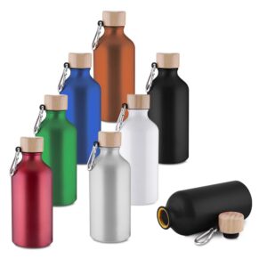 Garrafa alumínio reciclado 550ml com bambu personalizada