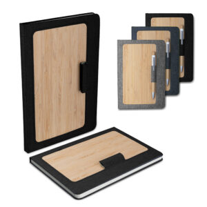 Caderno A5 capa em rPET e bambu personalizado