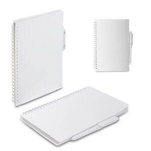 Caderno A5 e caneta antibacteriana em PP personalizado