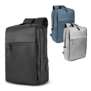 Mochila para notebook em poliéster 600D com USB personalizada