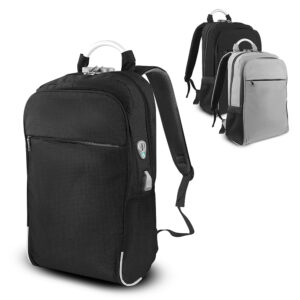 Mochila para notebook em poliéster 300D com USB personalizada