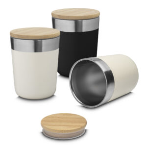 Copo térmico inox 300ml com tampa bambu personalizado