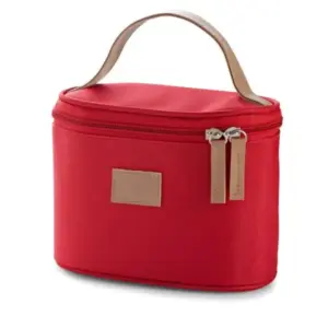 Bolsa de cosméticos em microfibra vermelha personalizada