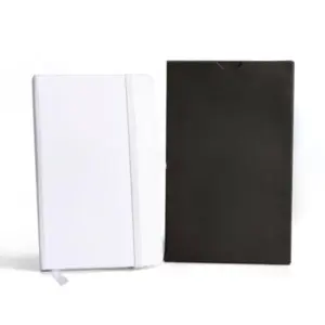 Caderneta A5 com porta caneta personalizado - branca