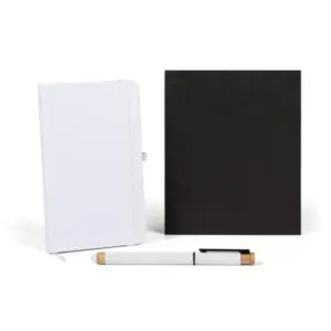 Kit caderneta bolso 10x16cm com caneta personalizado - branco