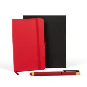 Kit caderneta bolso 10x16cm com caneta personalizado - vermelho